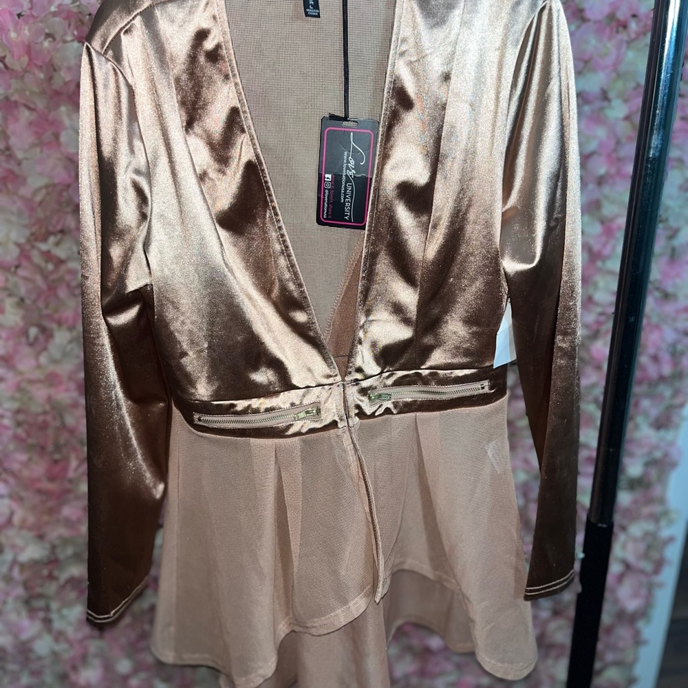 Elegant Satin Bronze Blouse